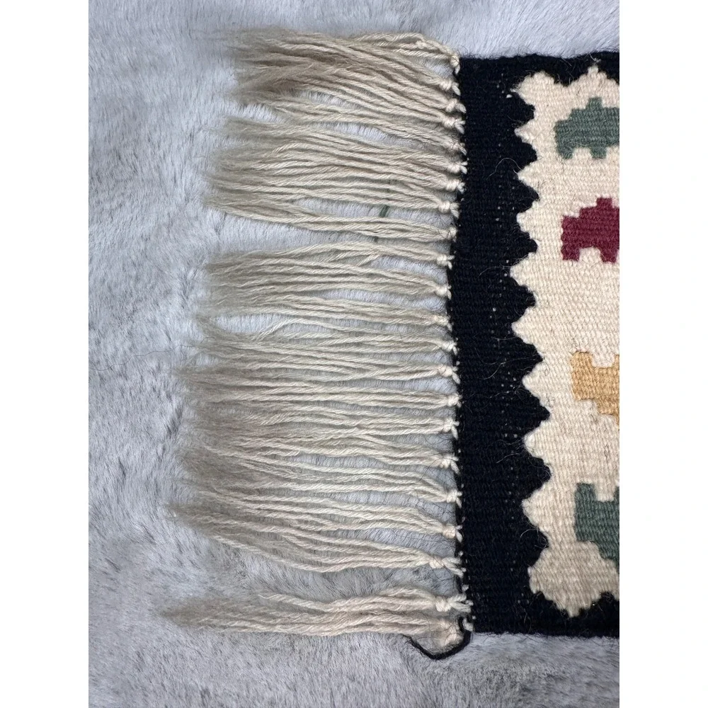 Table Runner  Southwestern Wool Kilim Geometric Fringe 39in